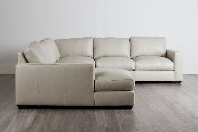 Dawkins Taupe Leather Large Left Chaise Sectional