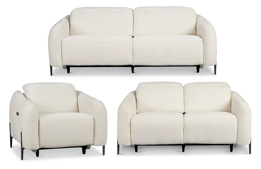 Zuri White Velvet Power Reclining Living Room Zuri White Velvet Power Reclining Living Room