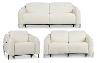 Zuri White Velvet Power Reclining Living Room