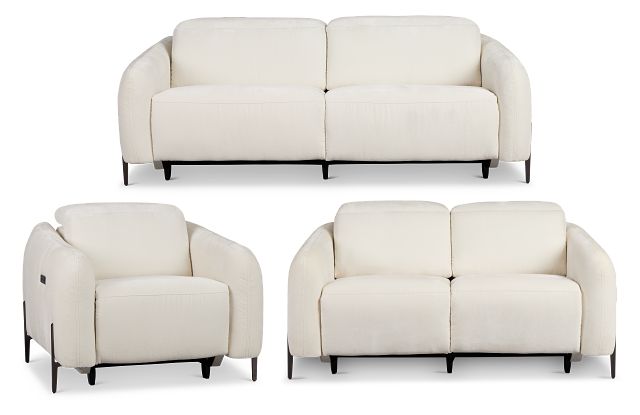 Zuri White Velvet Power Reclining Living Room