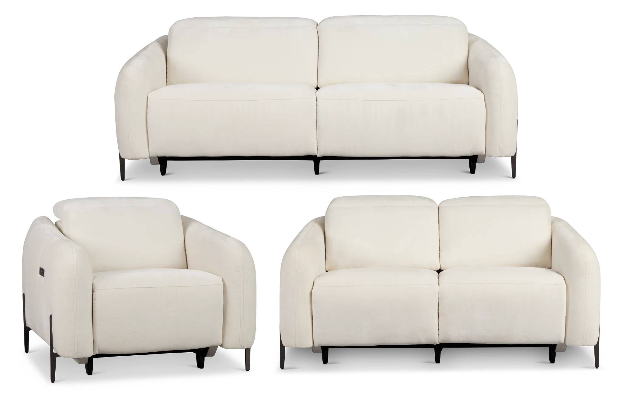 Zuri White Velvet Power Reclining Living Room