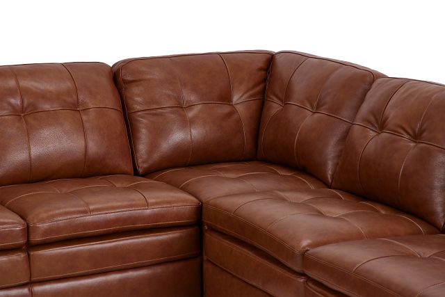 Braden Medium Brown Leather Large Left Chaise Sectional