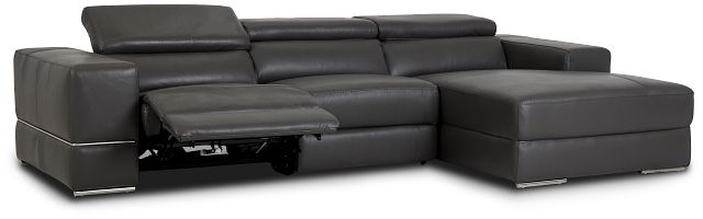 Dante Gray Leather Right Chaise Power Reclining Sectional