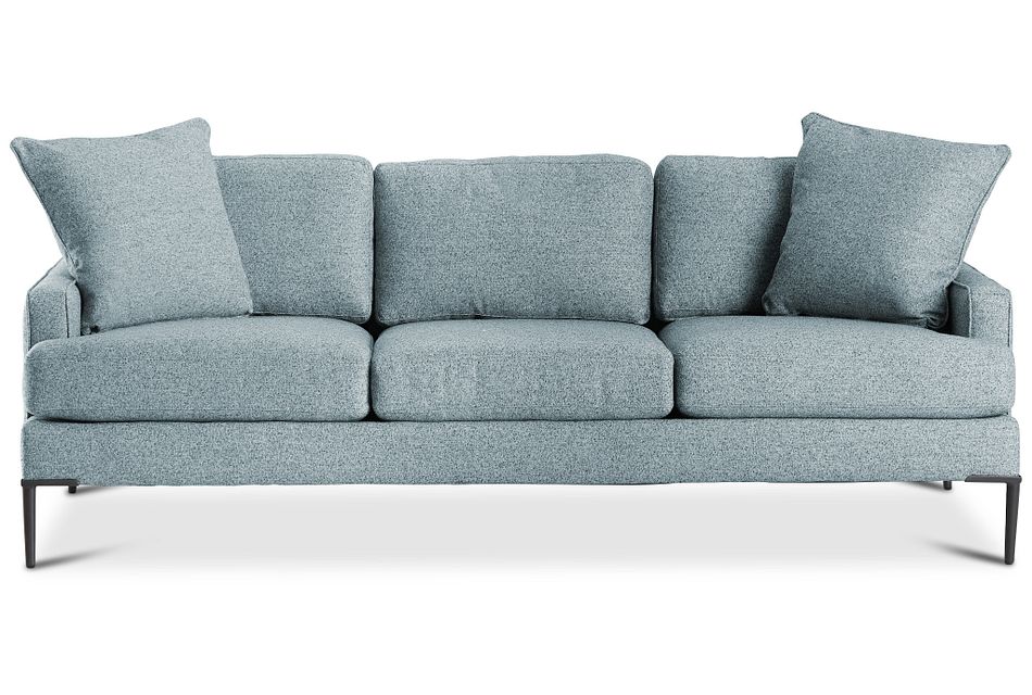 Morgan Teal Fabric Sofa With Metal Legs Living Room Sofas