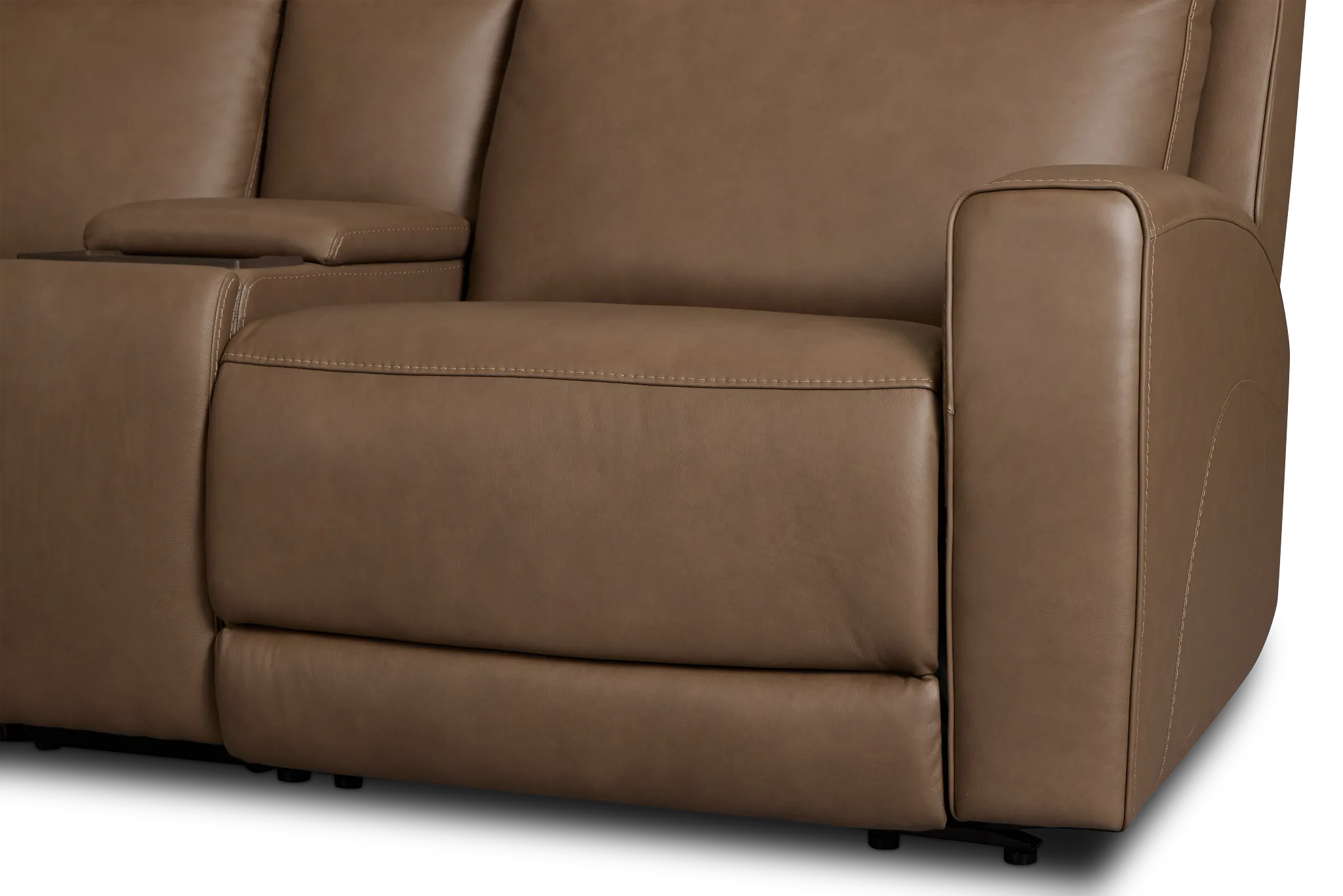 Flexsteel Belmont Dark Brown Lthr/vinyl Medium Triple Power 2-arm Sectional