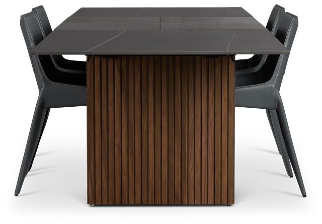Wayne Two-tone Rect Table With 4 Gray Upholstered Side Chairs