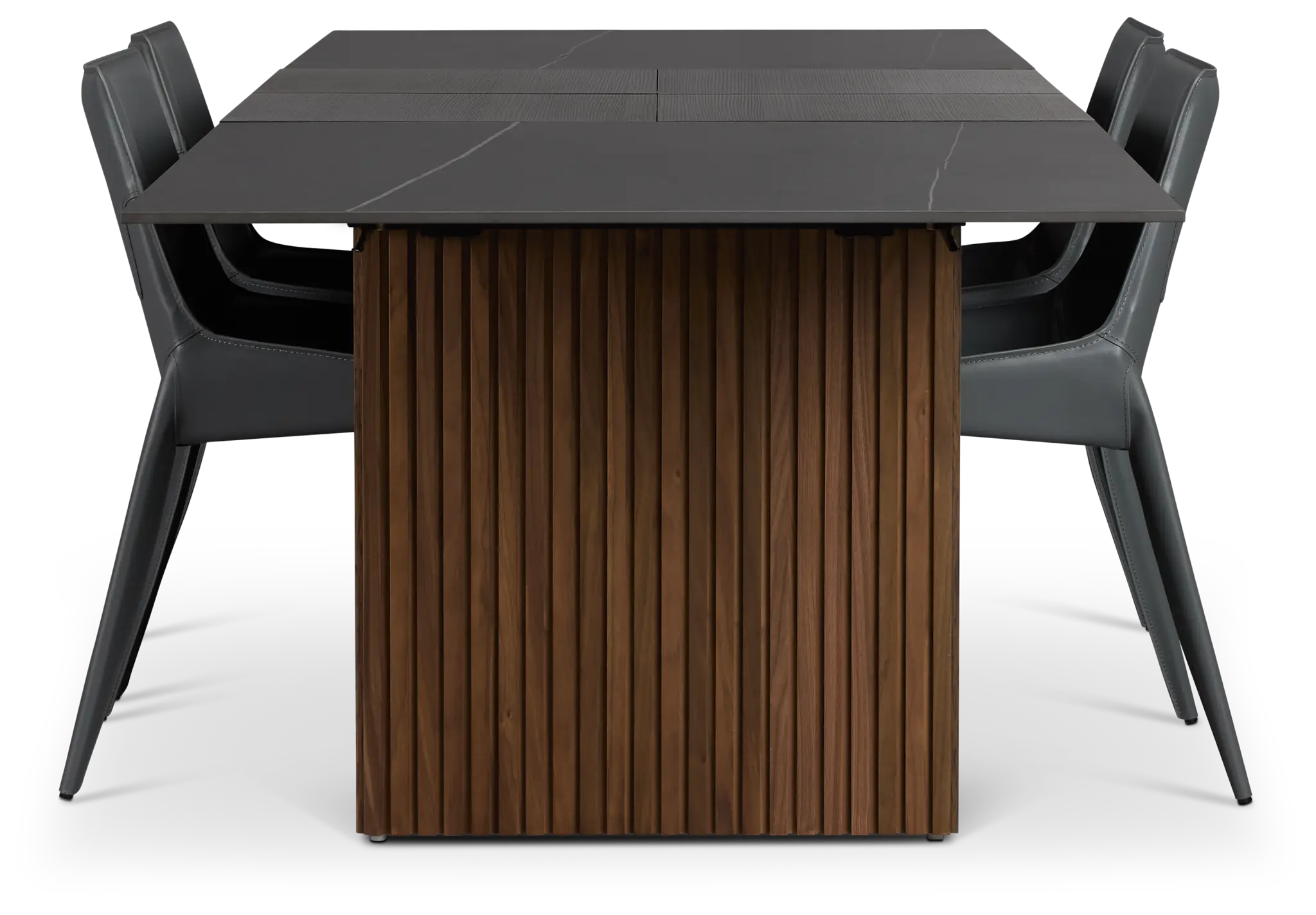 Wayne Two-tone Rect Table With 4 Gray Upholstered Side Chairs Wayne Two-tone Rect Table With 4 Gray Upholstered Side Chairs