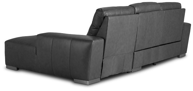Elba Dark Gray Leather Small Dual Power Right Chaise Sectional