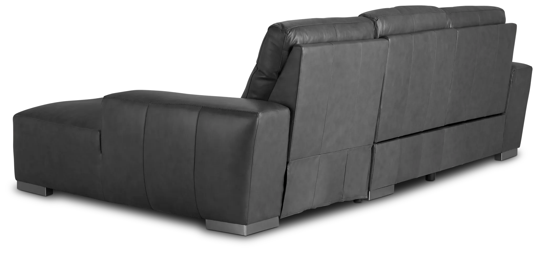 Elba Dark Gray Leather Small Dual Power Right Chaise Sectional