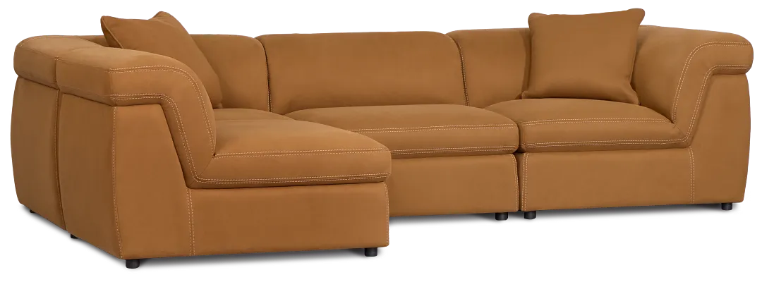 Aria Medium Brown Micro Immersive 4-piece Modular Sectional W/2 Speakers