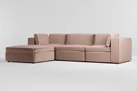 Destin Joya Light Pink Velvet 4-piece Bumper Sectional