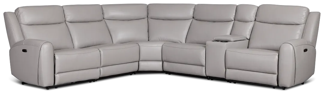 Walker Light Gray Lthr/vinyl Medium Dual Power 2-arm Reclining Sectional