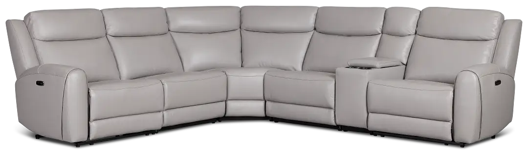 Walker Light Gray Lthr/vinyl Medium Dual Power 2-arm Reclining Sectional Walker Light Gray Lthr/vinyl Medium Dual Power 2-arm Reclining Sectional