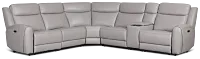 Walker Light Gray Lthr/vinyl Medium Dual Power 2-arm Reclining Sectional