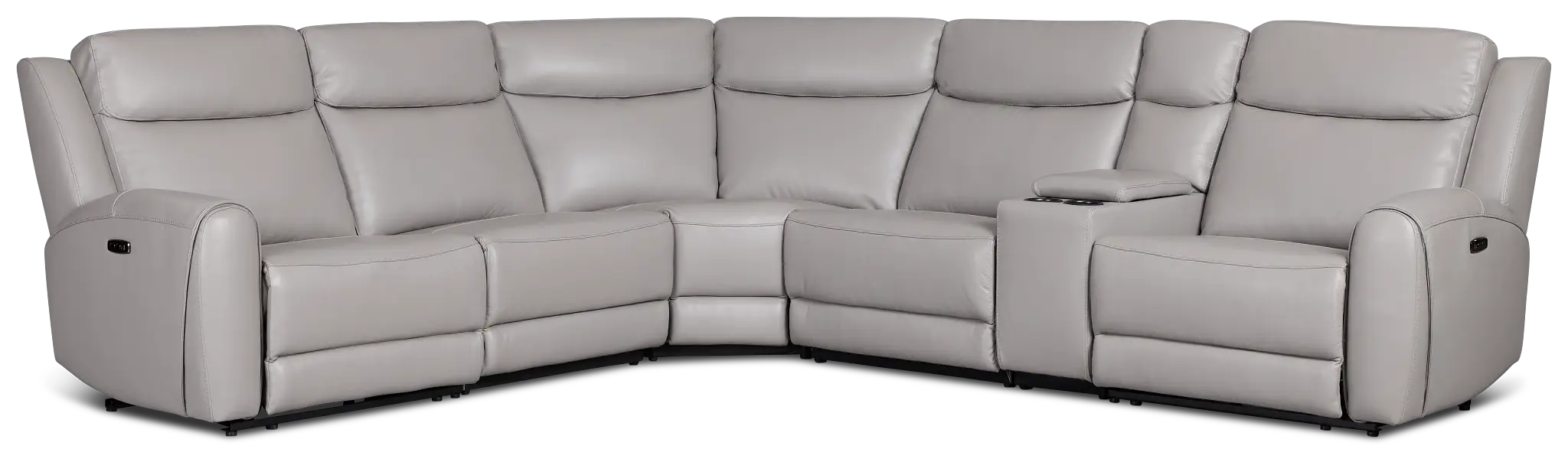 Walker Light Gray Lthr/vinyl Medium Dual Power 2-arm Reclining Sectional Walker Light Gray Lthr/vinyl Medium Dual Power 2-arm Reclining Sectional