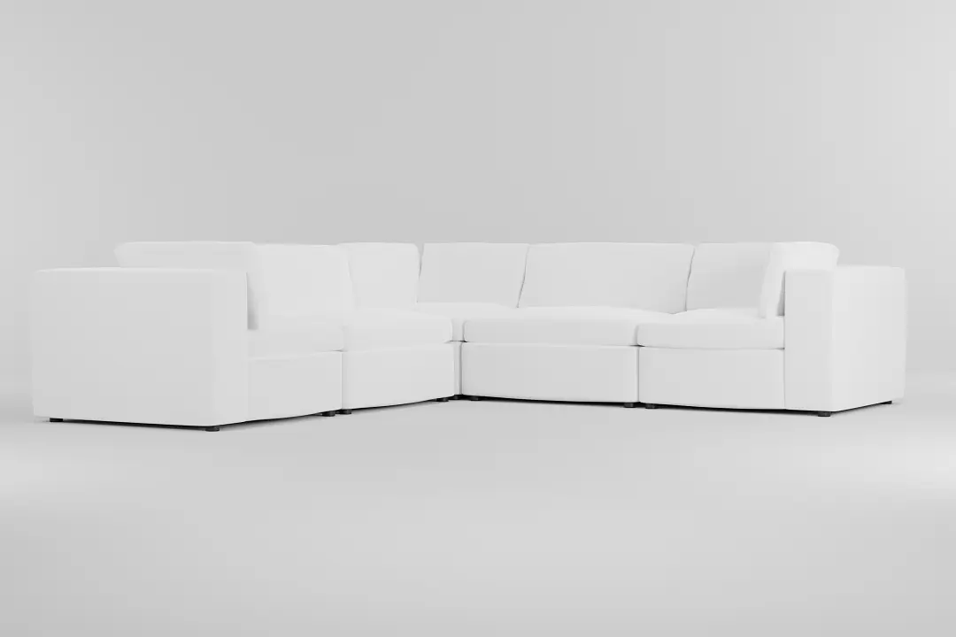 Destin Suave White Fabric 5-piece Modular Sectional Destin Suave White Fabric 5-piece Modular Sectional