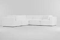 Destin Suave White Fabric 5-piece Modular Sectional