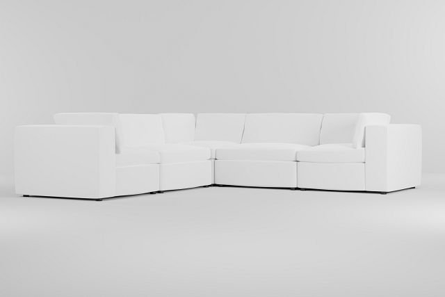 Destin Suave White Fabric 5-piece Modular Sectional