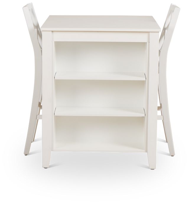 Edgartown White Storage High Table & 2 White Wood Barstools