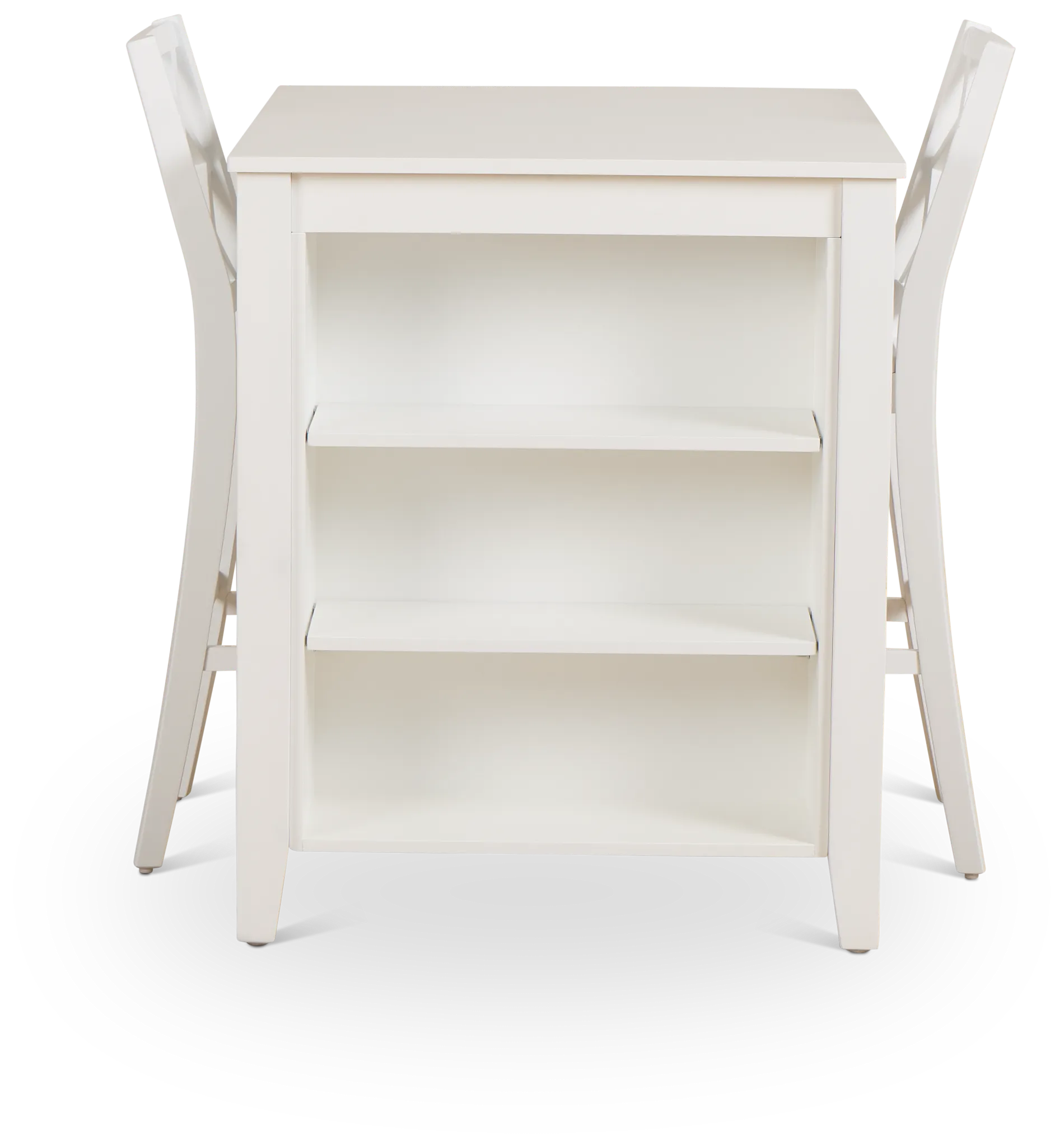 Edgartown White Storage High Table & 2 White Wood Barstools
