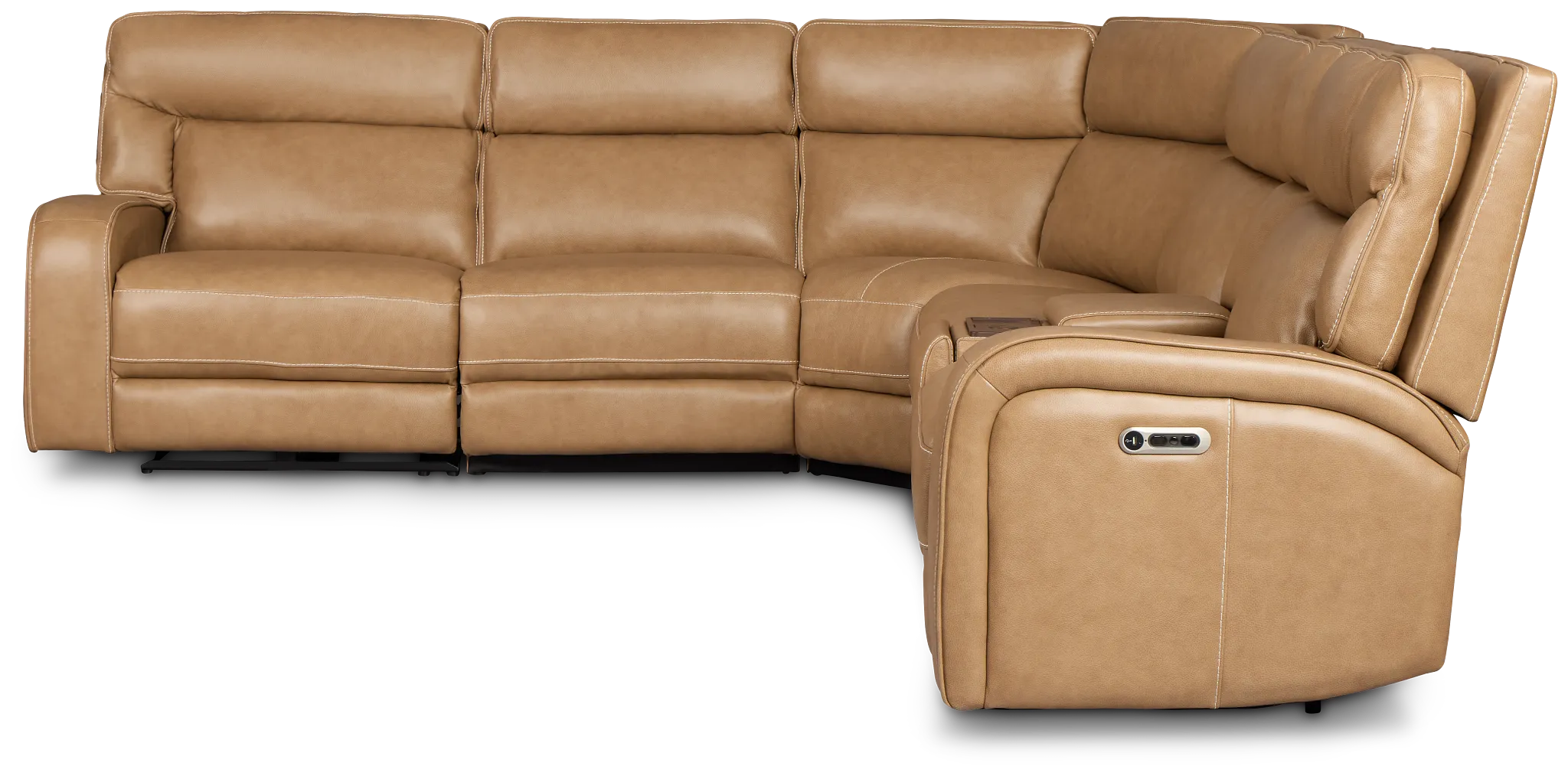 Jasper Light Brown Leather Medium Dual Power 2-arm Reclining Sectional