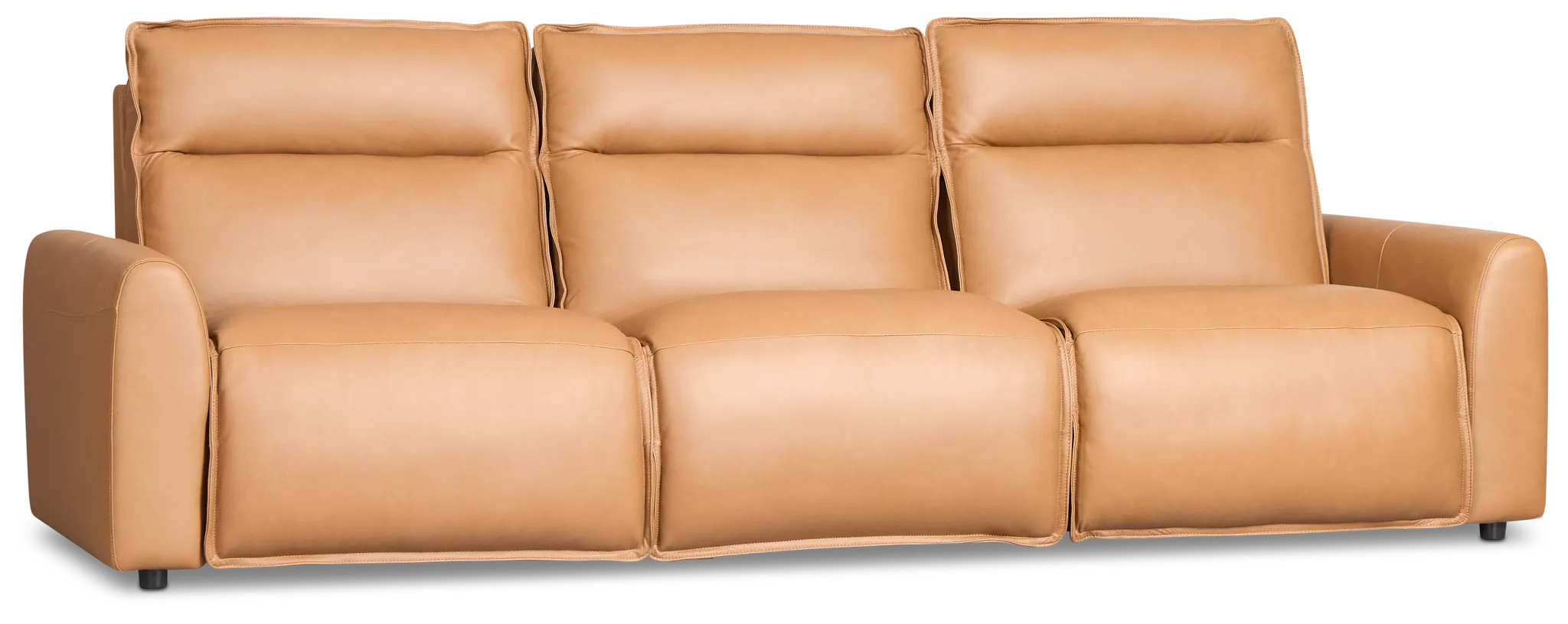 Edison Medium Brown Leather/Vinyl 3-piece Modular Power Sofa
