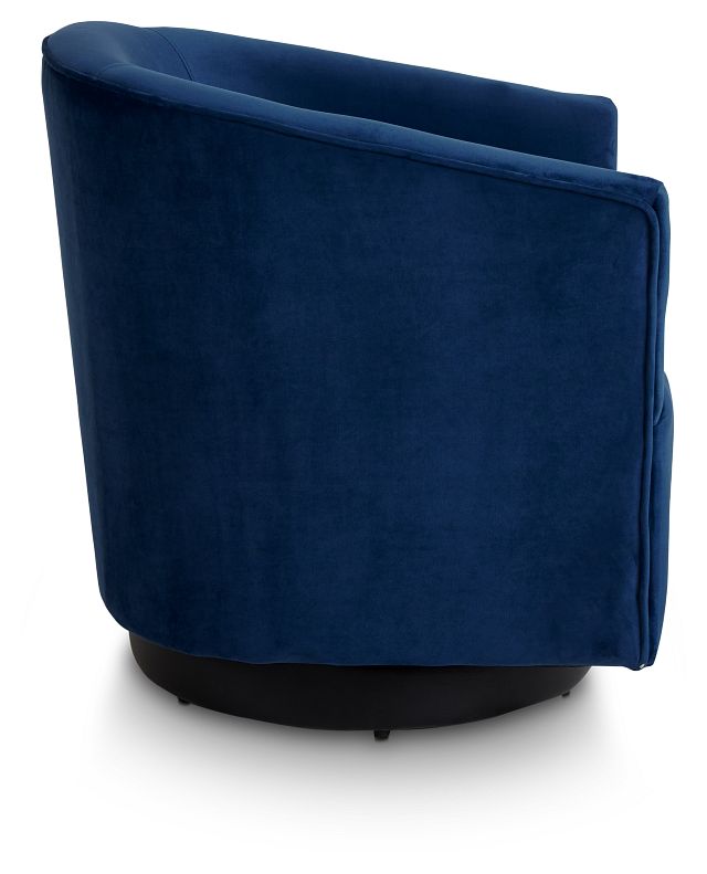Charlotte Dark Blue Velvet Swivel Accent Chair (3)