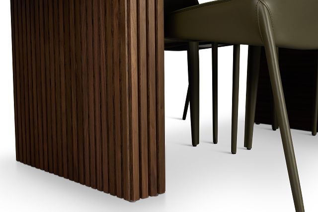 Wayne Two-tone Stone Rectangular Table & 4 Dark Green Upholstered Chair