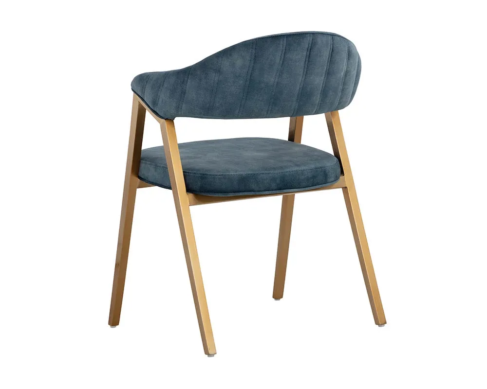 Erica Dark Blue Curved Upholstered Arm Chair