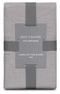 Rest & Renew Linen Blend Gray Set Of 2 Pillowcases