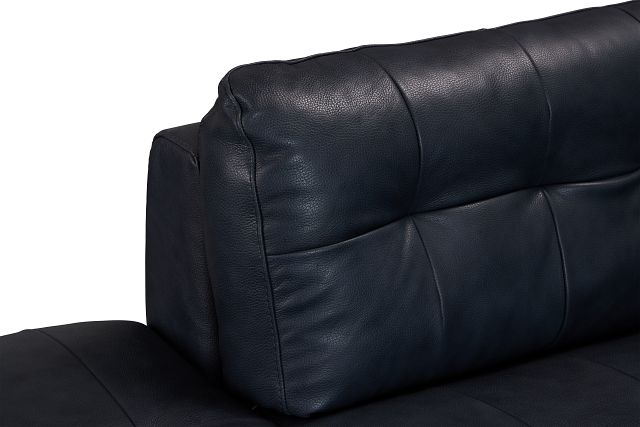 Rowan Navy Leather Small Left Bumper Sectional