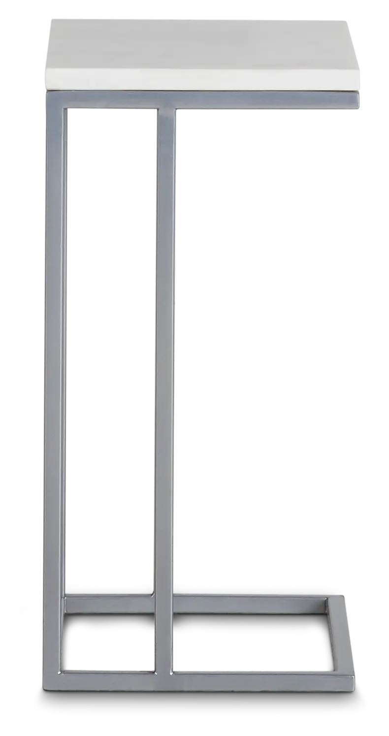 Tayah Silver Marble Chairside Table Tayah Silver Marble Chairside Table