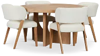 Malibu Light Tone Round Table & 4 Upholstered Chairs
