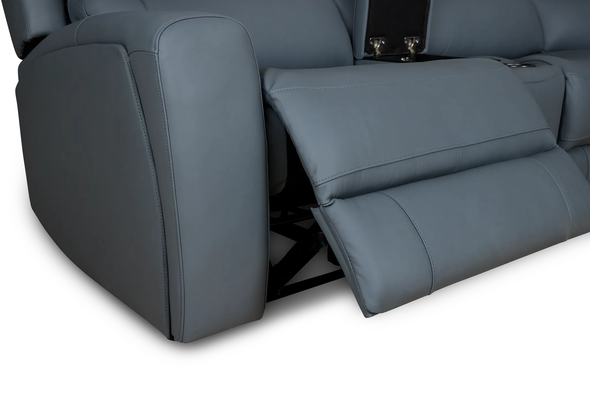 Summit Blue Lthr/vinyl Large Triple Power Reclining Two-arm Sectional