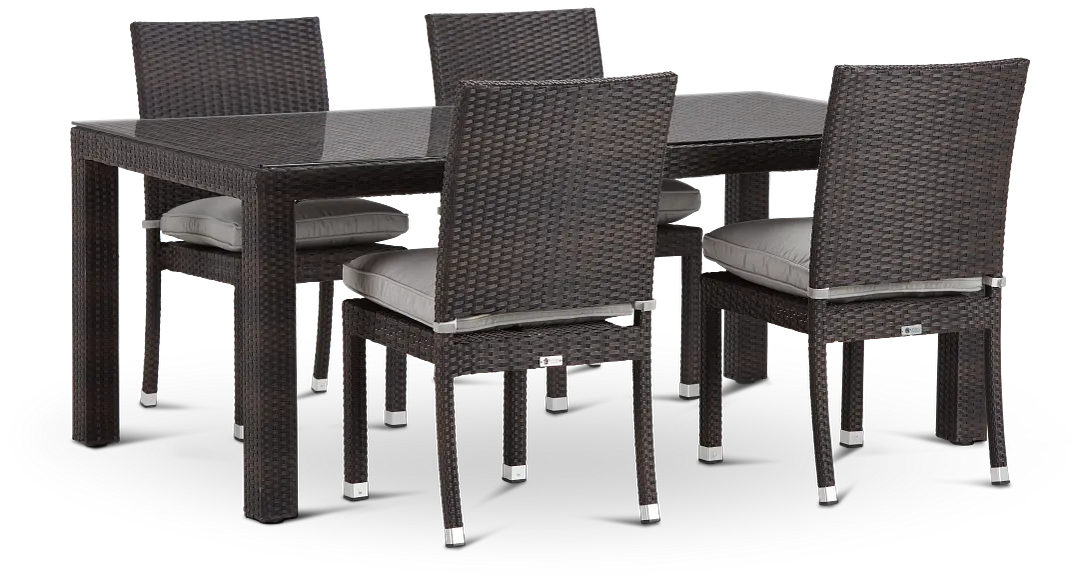 Zen Gray 72" Rectangular Table & 4 Chairs