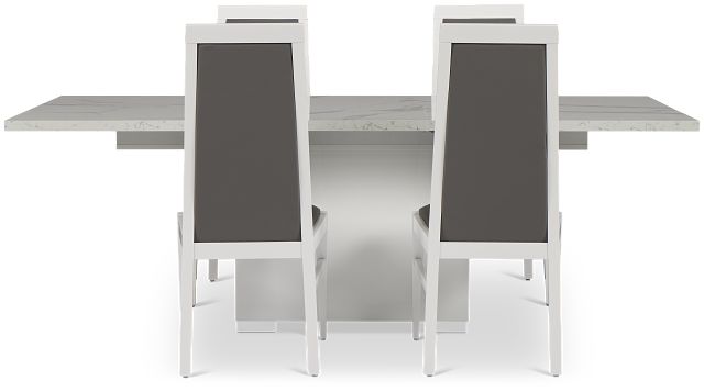 Modena White Rect Table & 4 Chairs