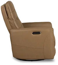 Izzy Brown Lthr/vinyl Power Swivel Glider Recliner