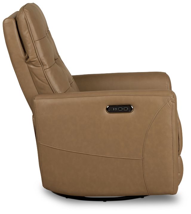Izzy Brown Lthr/vinyl Power Swivel Glider Recliner
