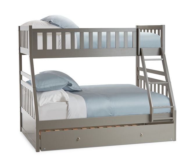 Oakley Gray Trundle Bunk Bed Baby, Bunk Bed With Full Size Bottom And Trundle