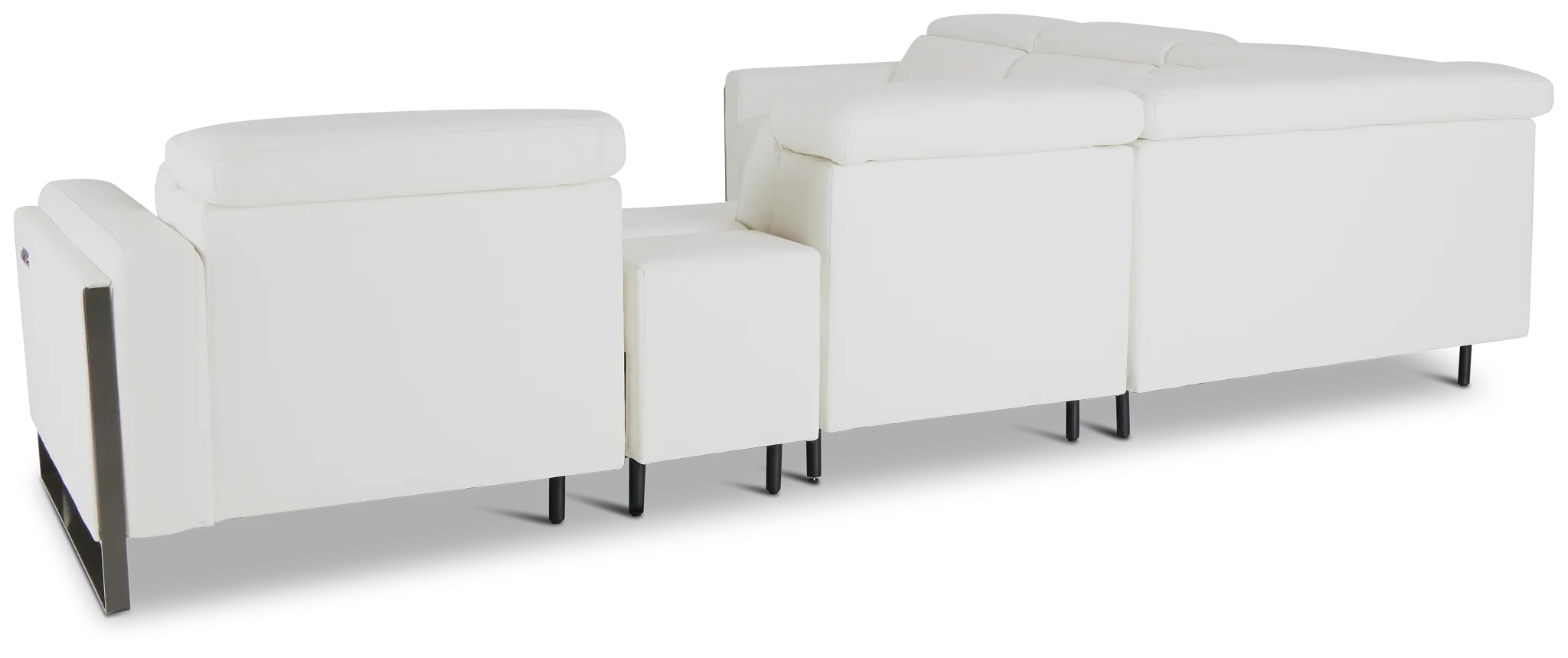 Atlas White Lthr/vinyl Medium Power Reclining Right Chaise Sectional