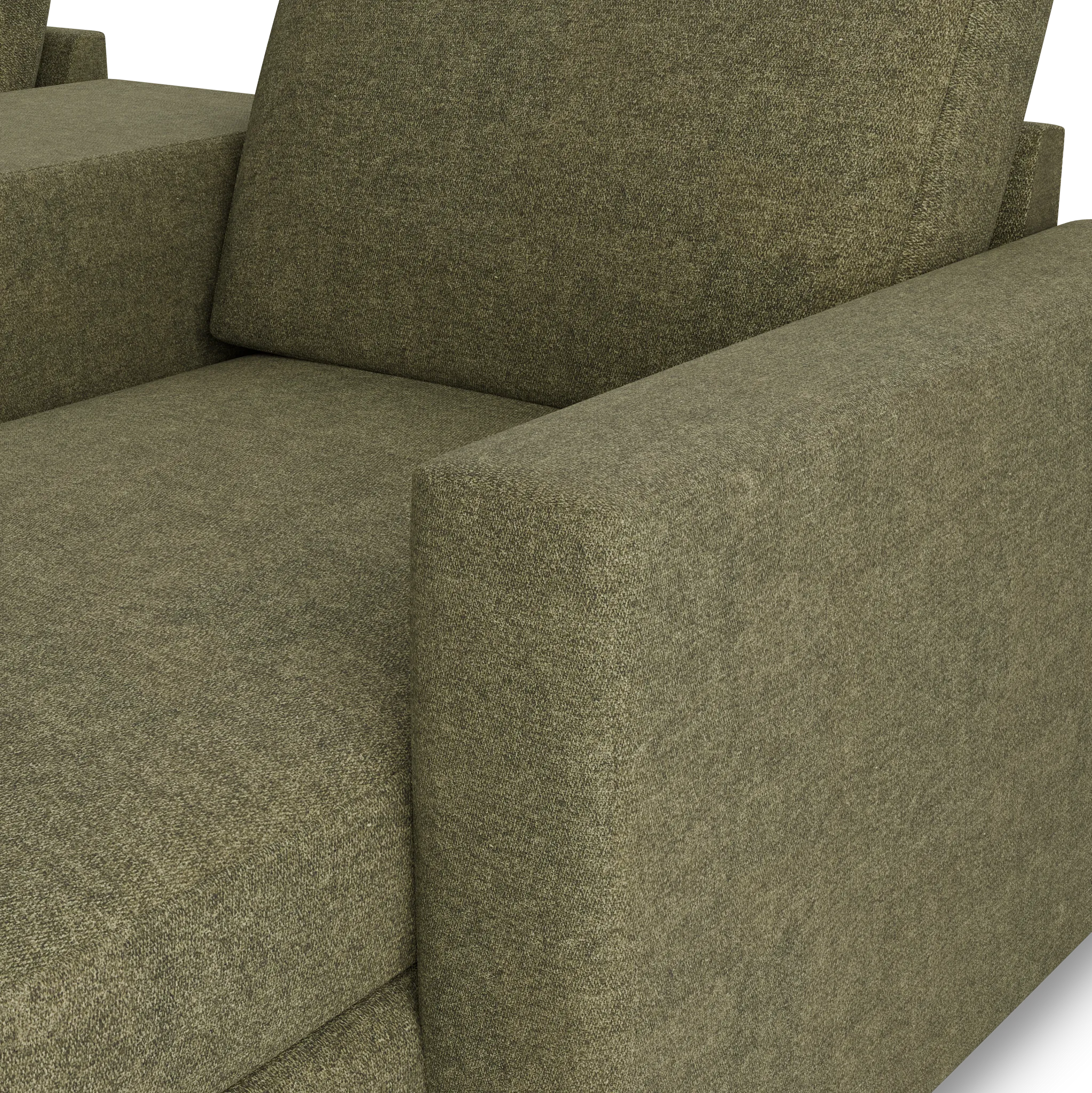 Citymod Green Fabric Large Right Chaise Sectional With Media Console