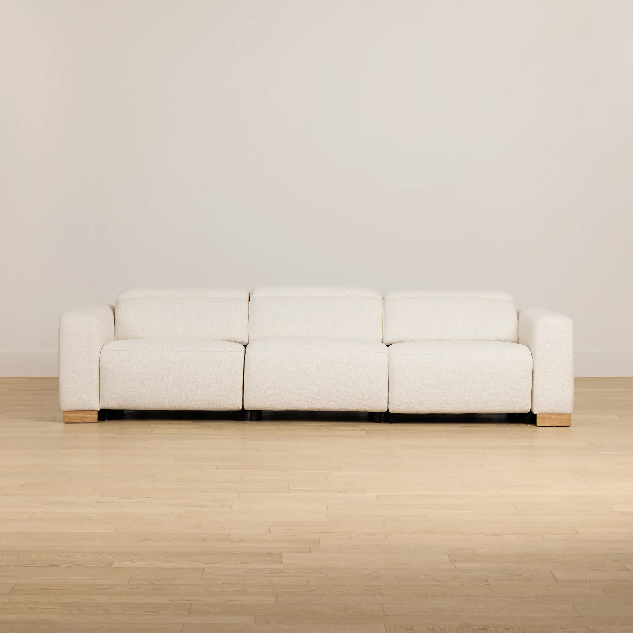 Leona Light Beige Fabric 3-piece Modular Power Sofa