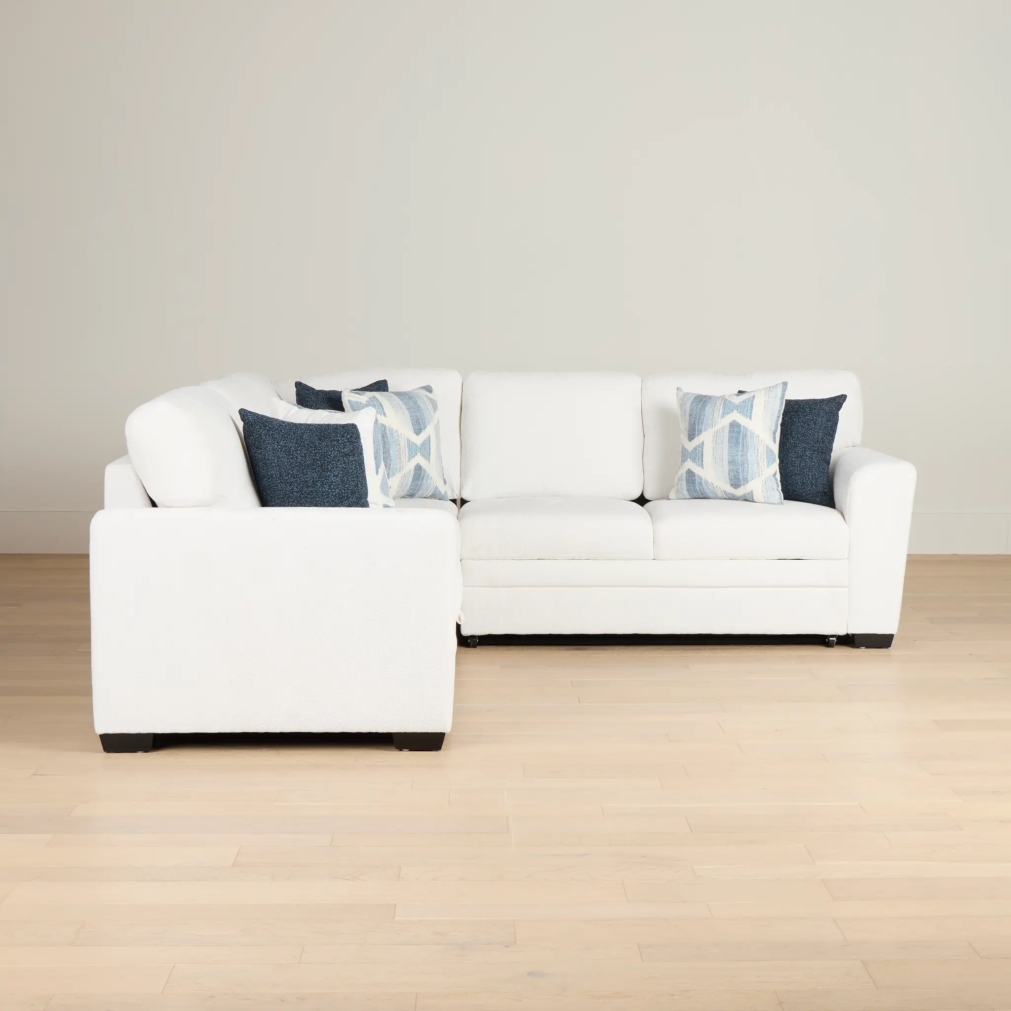 Everly White Fabric Small 2-arm Right Sleeper Storage Sectional Everly White Fabric Small 2-arm Right Sleeper Storage Sectional