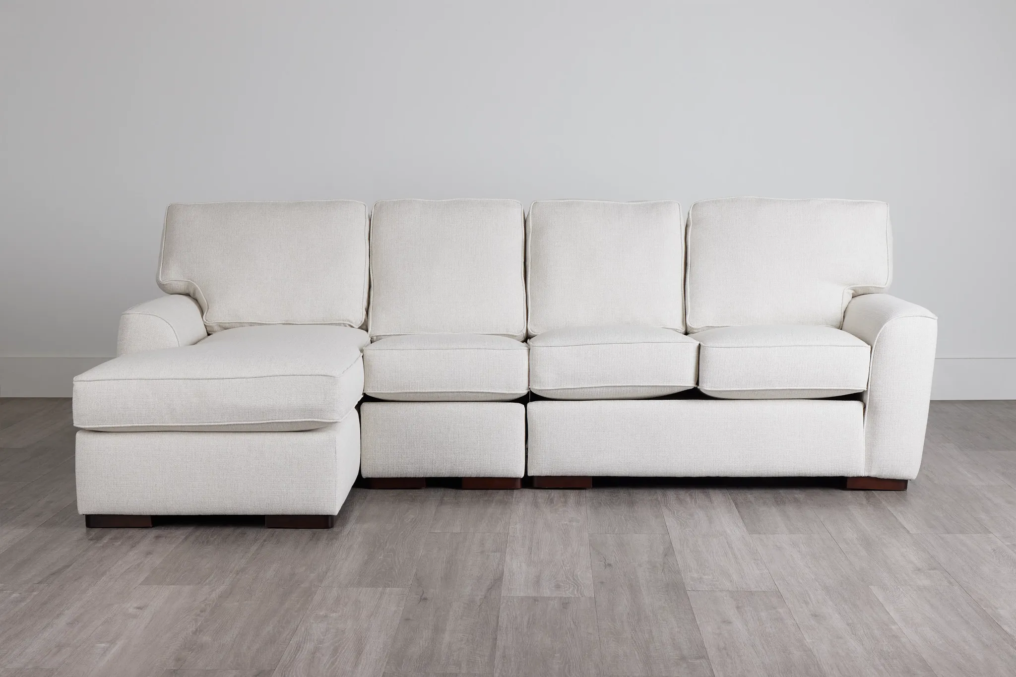 Austin White Fabric Small Left Chaise Sectional