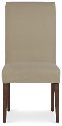 Destination Beige Short Slipcover Chair With Medium-tone Leg