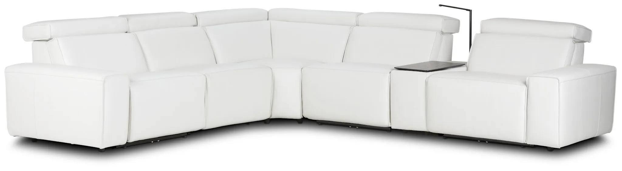 Carmelo White Leather Medium Dual Power 2-arm Reclining Sectional