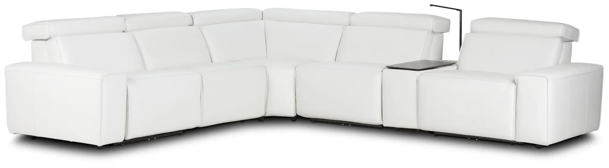 Carmelo White Leather Medium Dual Power 2-arm Reclining Sectional Carmelo White Leather Medium Dual Power 2-arm Reclining Sectional