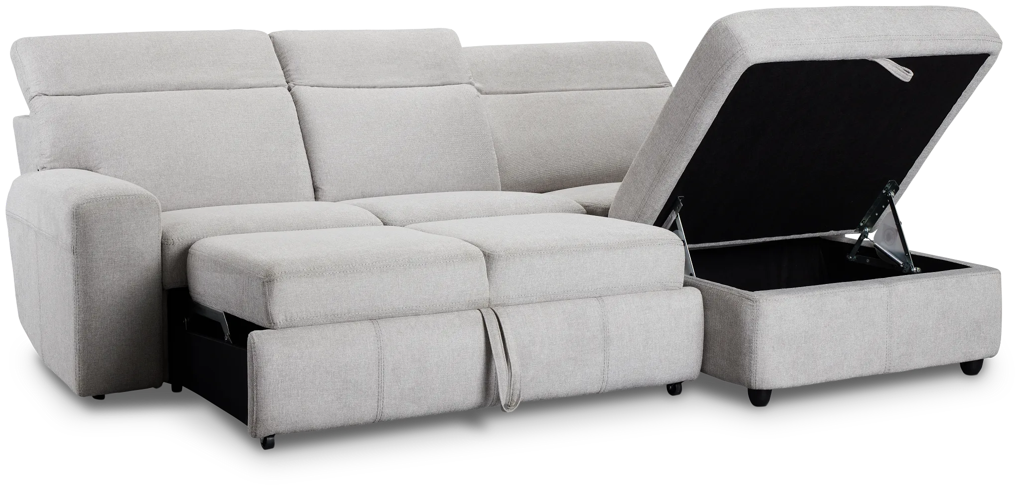 Callum Light Gray Storage Small Right Power Chaise Sleeper Sectional