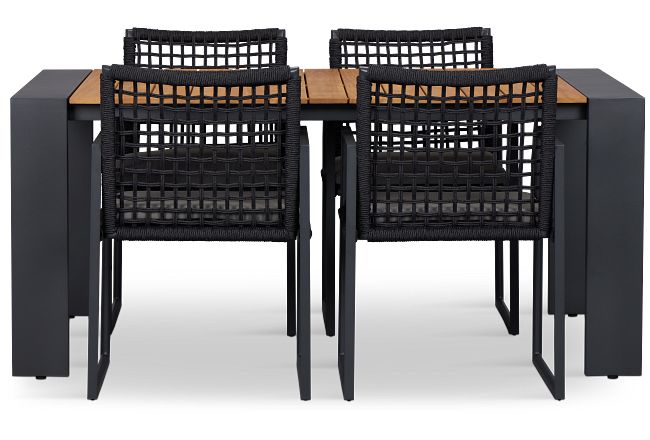 Sunrise Teak 65" Rectangular Table & 4 Aluminum Arm Chairs