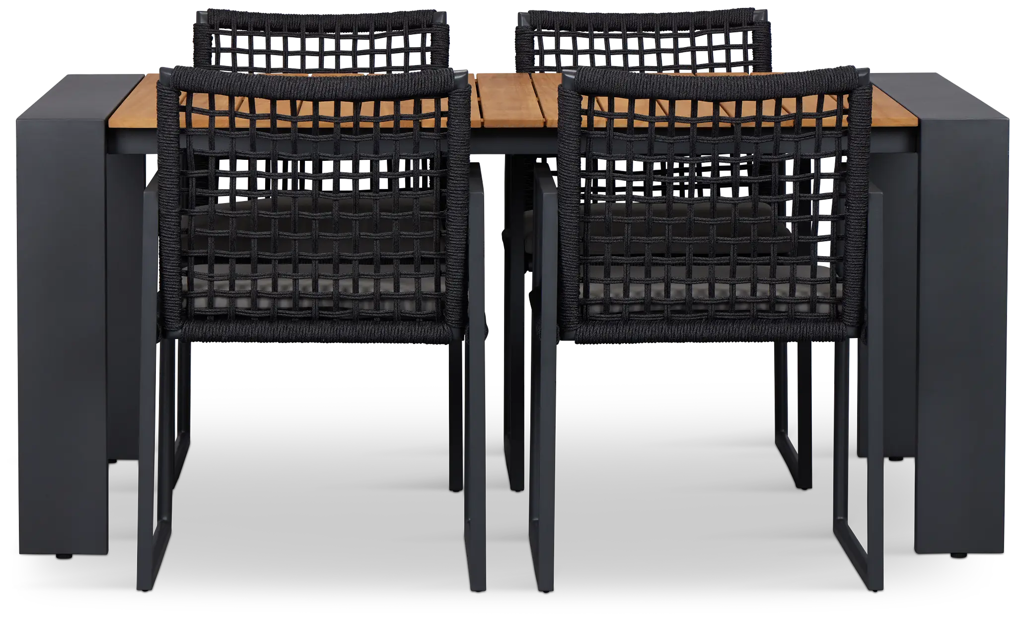 Sunrise Teak 65" Rectangular Table & 4 Aluminum Arm Chairs Sunrise Teak 65" Rectangular Table & 4 Aluminum Arm Chairs